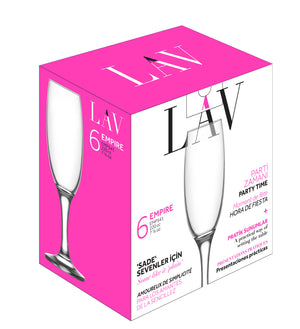 Сет чаши за шампанско LAV Empire, 220 мл, 6 бр