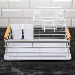 Сушилник за съдове Kinghoff, 2 нива, Поставка за прибори, Бамбук