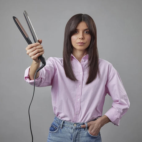 Преса за коса Remington S8540 Keratin Protect, Керамични плочи, 9 настройки на температурата, 150°C - 230°C, LCD дисплей, Бронз/Черен