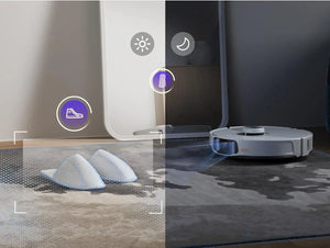 Робот прахосмукачка Roborock S8 MaxV Ultra S8MVU02-00, Моп, 3D мапинг, 5200 mAh, 10 000Pa, Контейнер за прах 270 мл, 60W, Автономия 180 минути, Бял