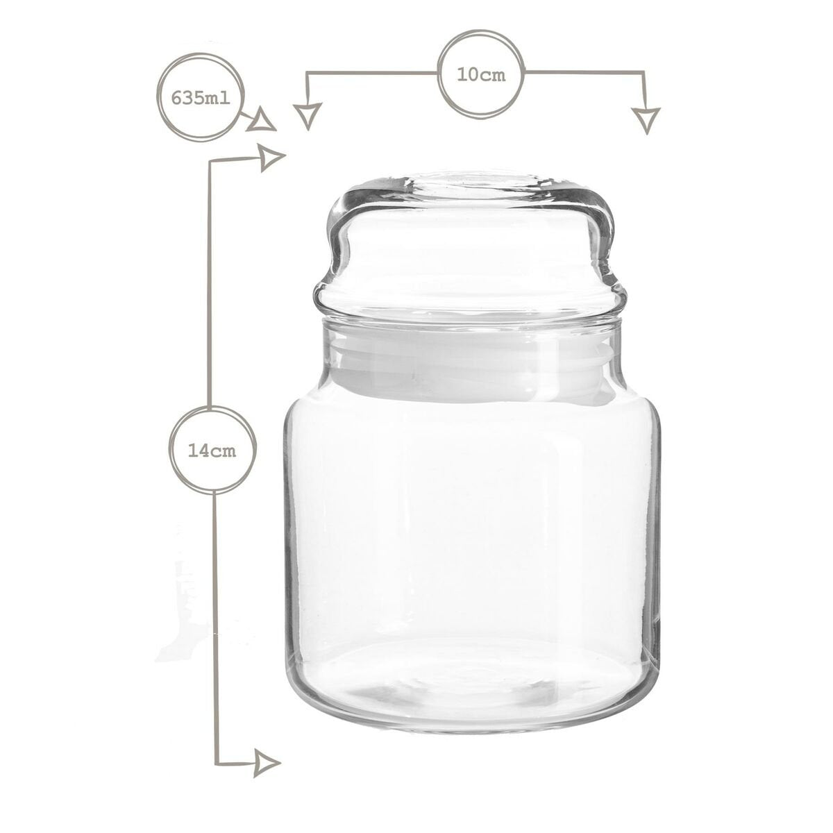 Стъклен буркан с капак за съхранение LAV Sera, 635 мл, 2бр