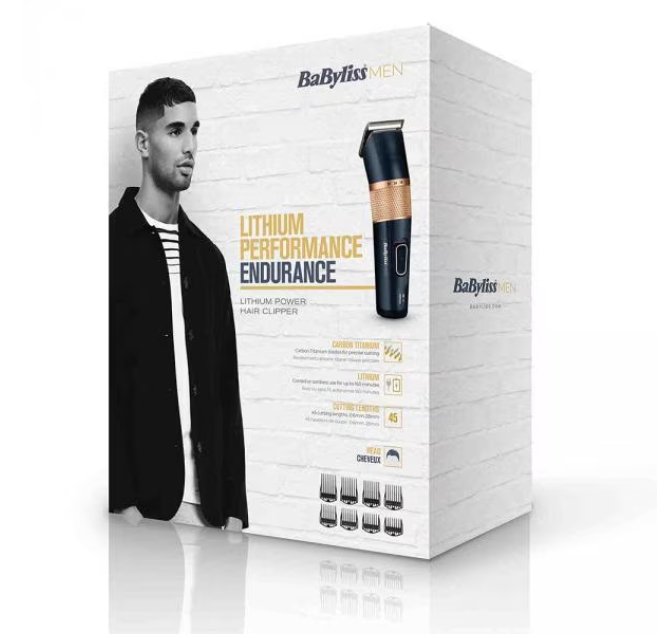 Безжична машинка BaByliss E986E, Литиево-йонна батерия, Карбонови титаниеви ножчета, Златен/Черен