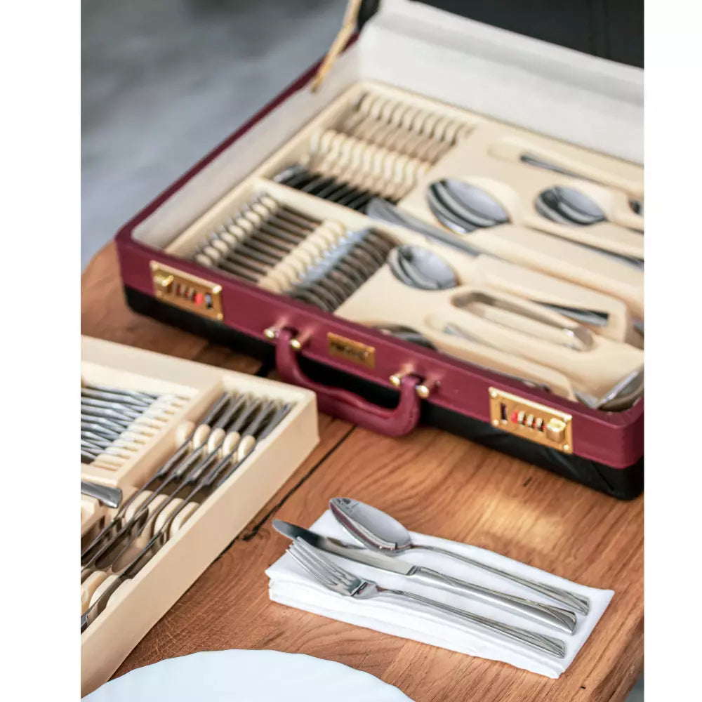 Комплект прибори за хранене и сервиране KingHoff, Инокс, 72 части