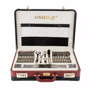 Комплект прибори за хранене и сервиране KingHoff, Инокс, 72 части