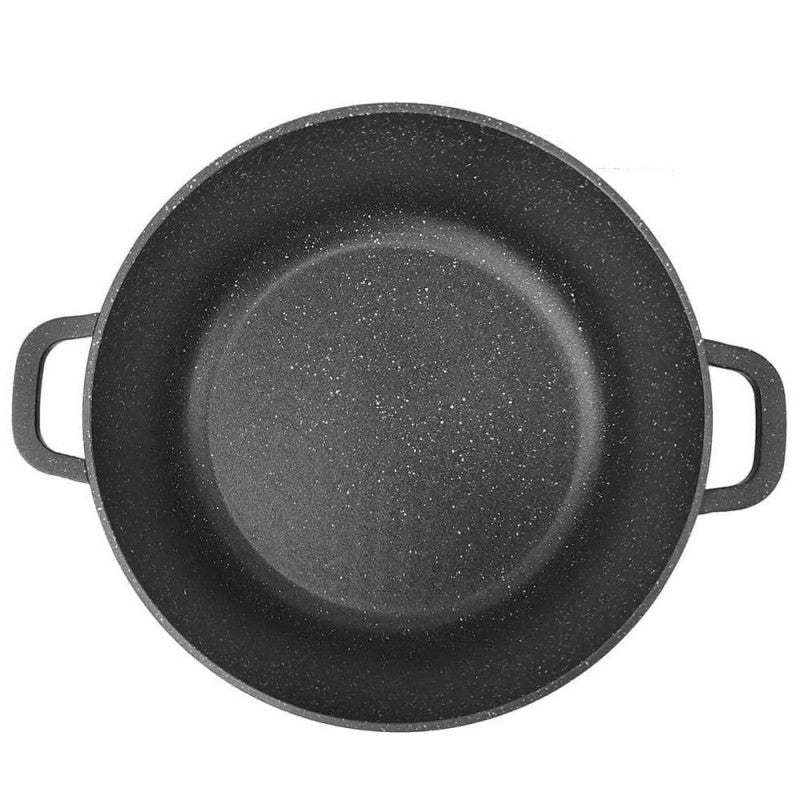 Тенджера дълбока Kinghoff 1599, 10 L, Мраморно покритие, Индукция, Черен